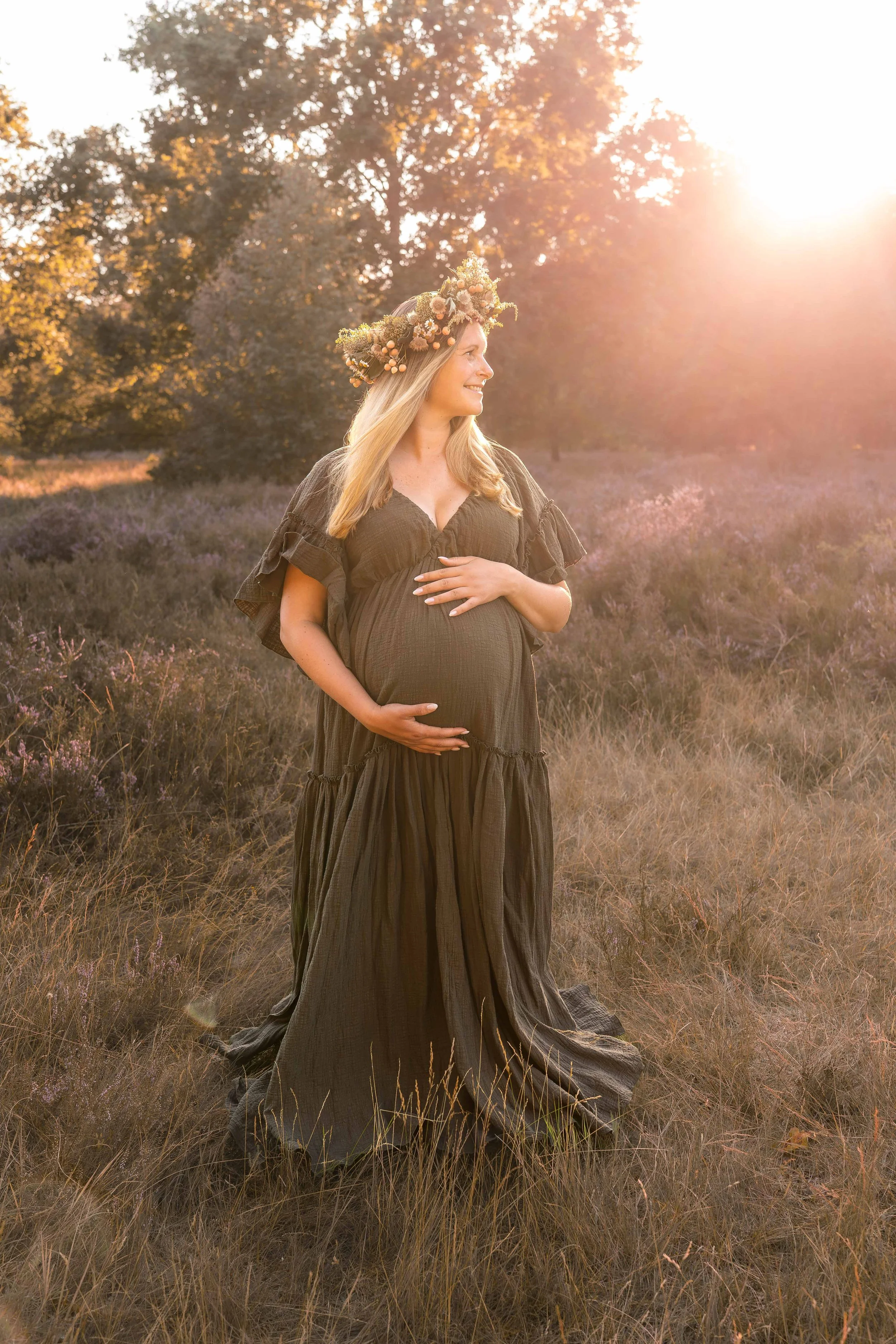 Liora - Musselinkleid khaki-grün - Größe S-XL