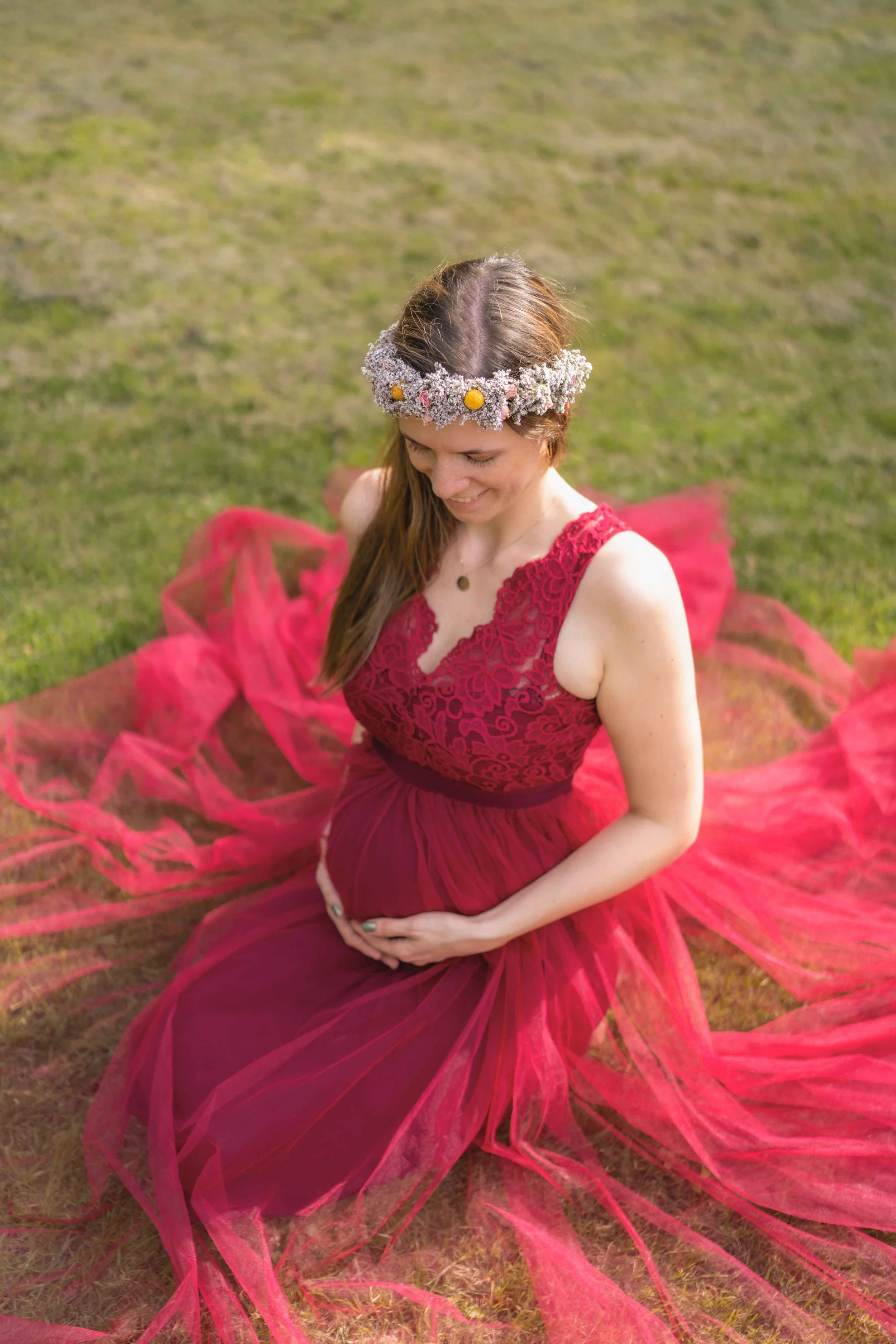 Elana - Tüllkleid rot- Größe S-L