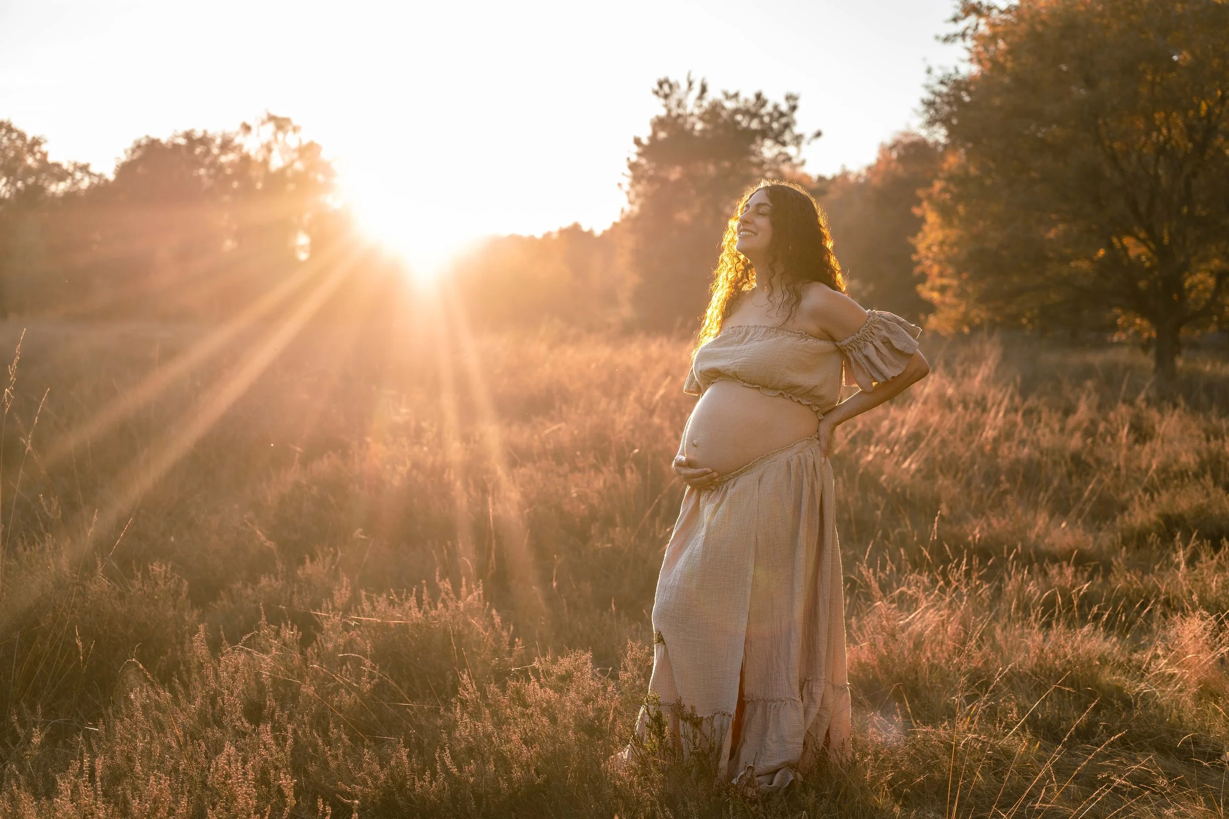 Mila - Musselinkleid beige zweiteilig - Größe S-XL