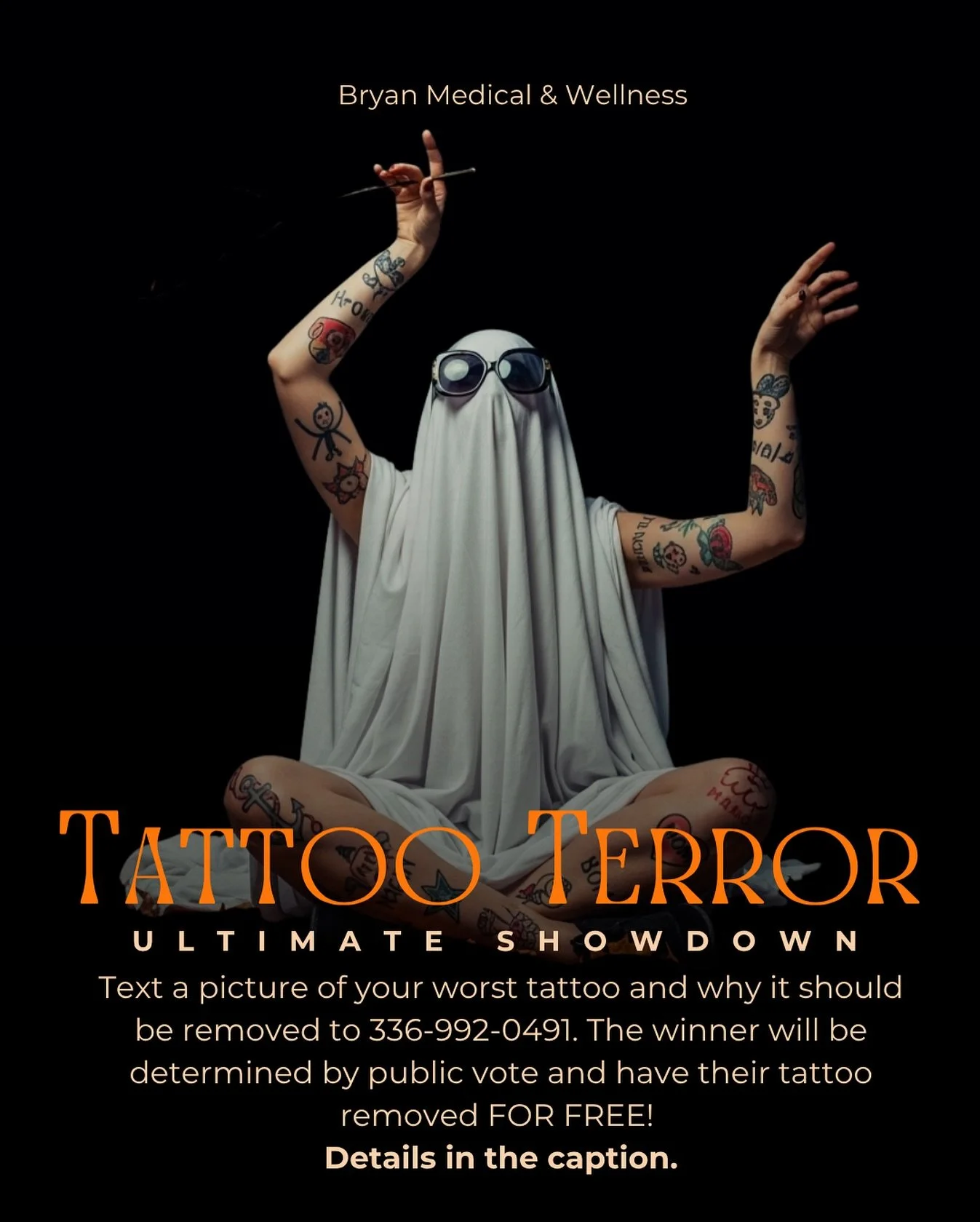 👻 IT&rsquo;S TIME FOR THE TATTOO TERROR SHOWDOWN 👻
Got a tattoo so bad it still haunts you? This is your chance to make it disappear!

Here&rsquo;s how to enter:

1️⃣ Text us a clear photo of your worst tattoo and why you want it removed to 336-992