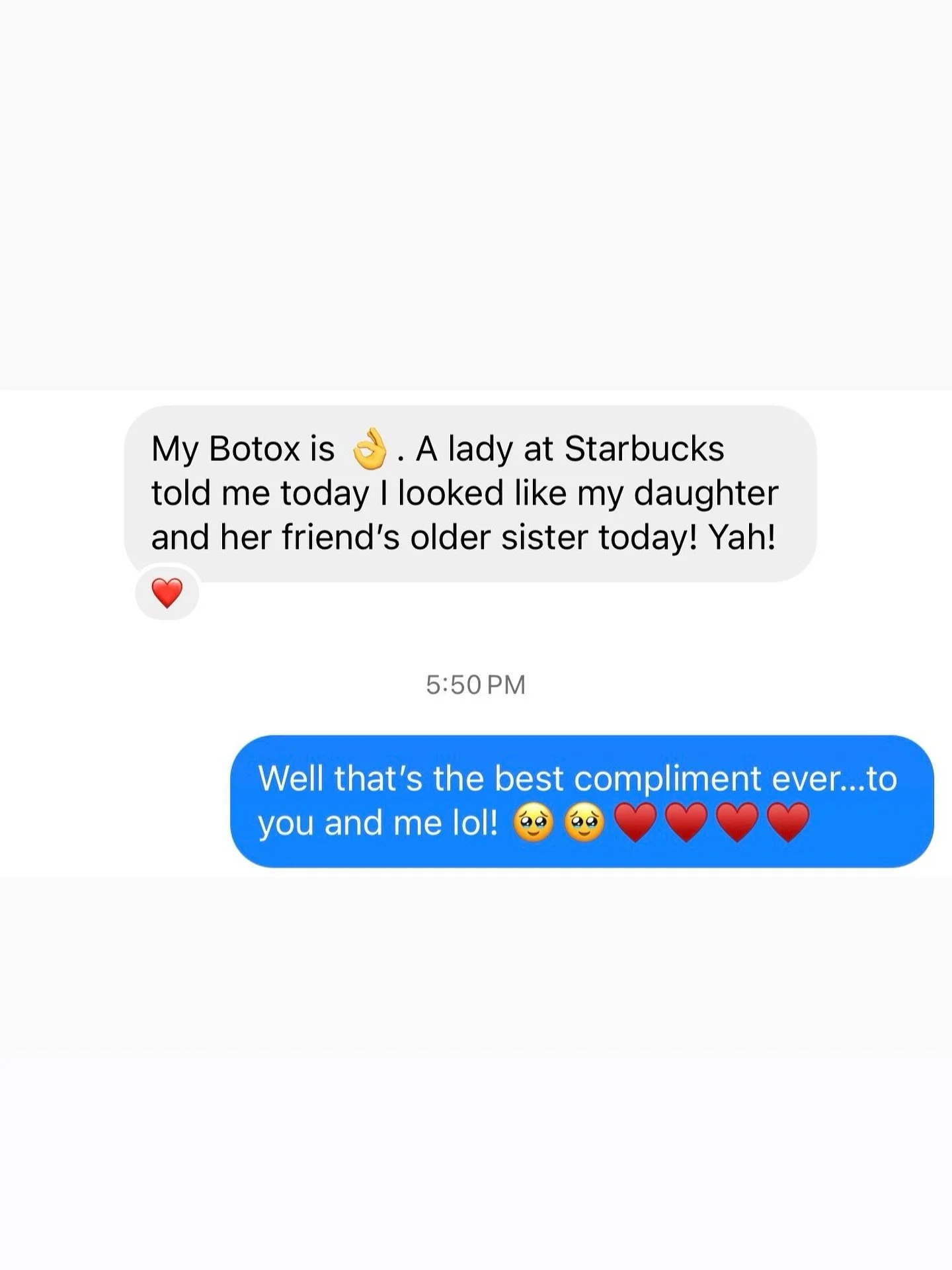 Texts like these have us kicking our feet! 

Bryan Medical &amp; Wellness
200 South Main Street 
Kernersville, NC

Providers:
@the_good_pa 
@balancedbycharlotte 
@blaruebeauty