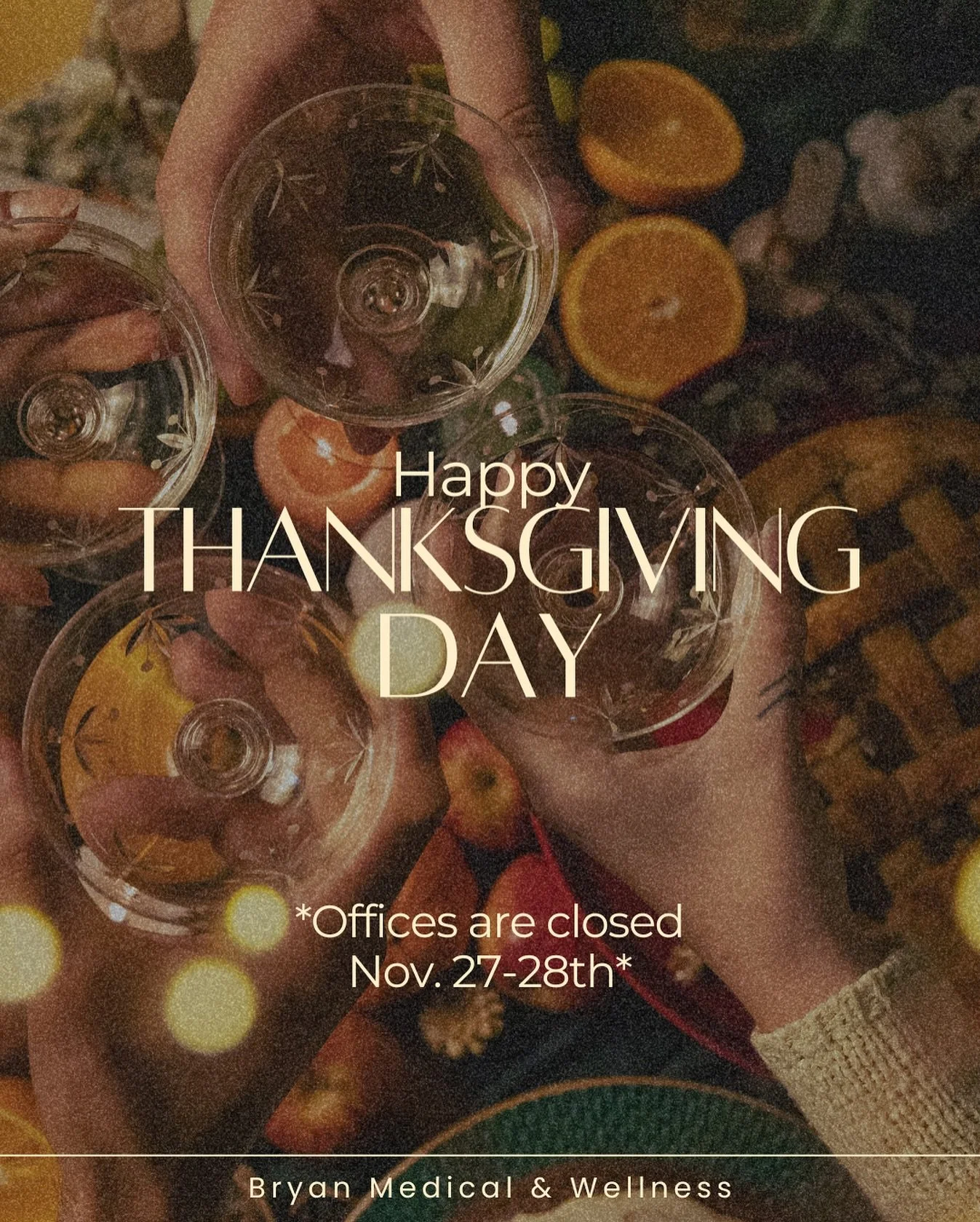 Happy Thanksgiving! 
Offices are closed Nov 27th-28th but don&rsquo;t forget to take advantage of our holiday specials! Check them out! (Linked in the bio)