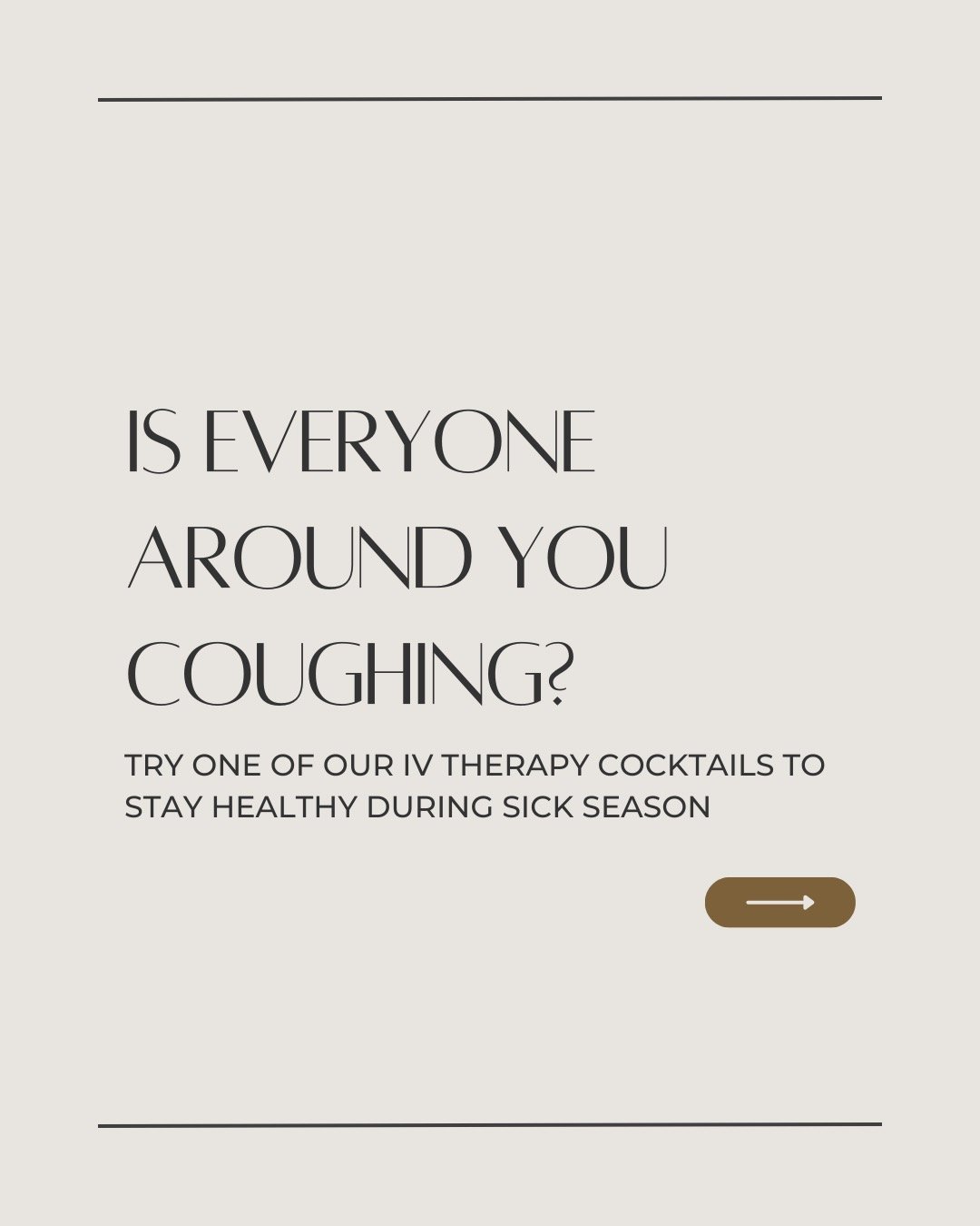 Cold &amp; flu season called&hellip; we sent it to voicemail.

When everyone around you is coughing, IV therapy helps keep your immune system hydrated, supported, and ready to fight back. Fast absorption, targeted vitamins, and zero waiting for your 