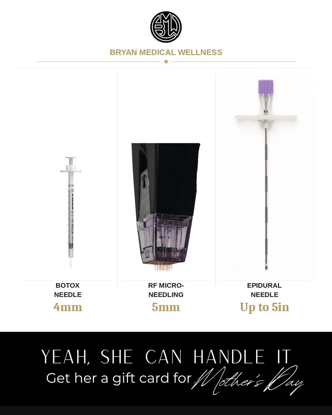 She pushed out a human. She survived a 5-inch epidural needle. She hasn't slept a full night in years.

A little Botox? Child's play. 💉
RF Microneedling? Please. 👏

This Mother's Day, give the woman who's already been through the hardest (and most 