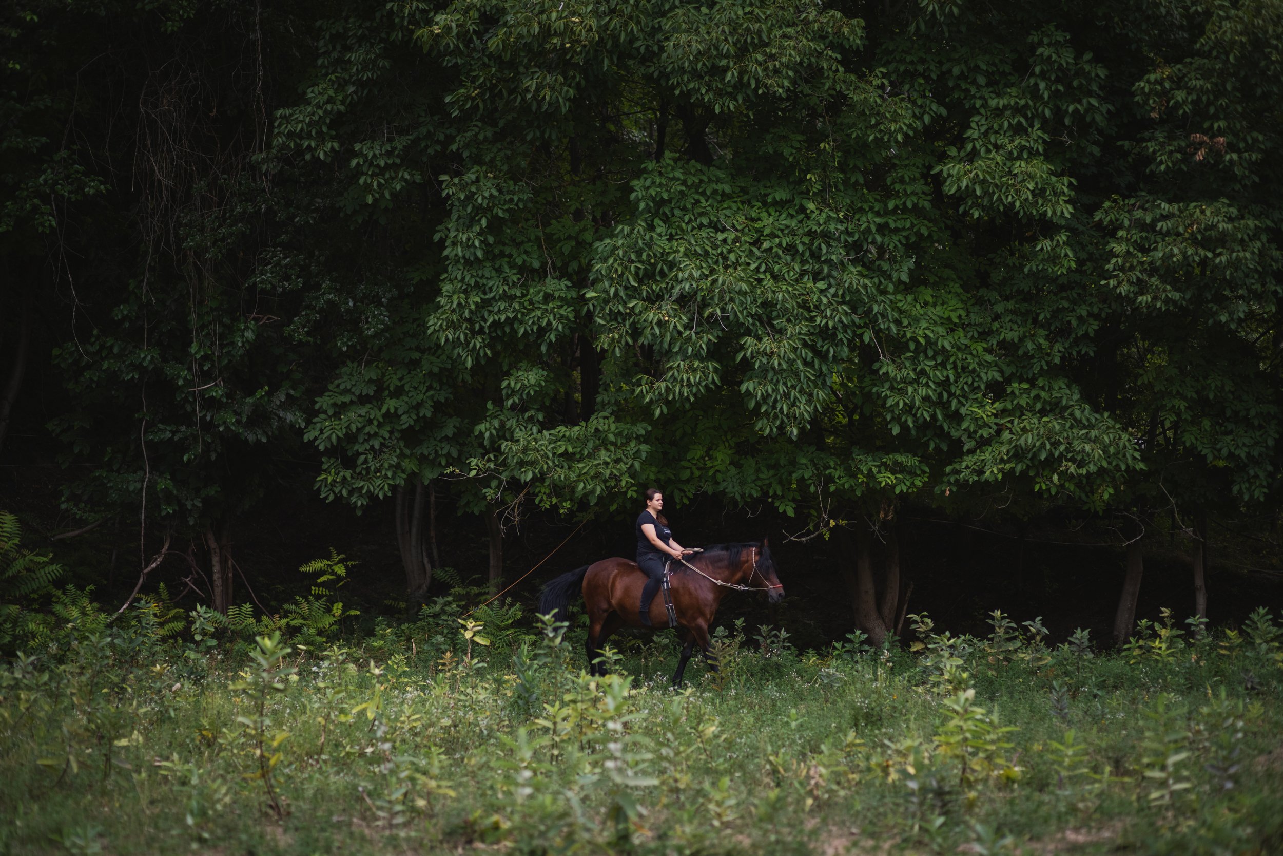  Katja on horseback in Nagyszékely on August 16, 2022. The Ukrainian volunteer arrived in the   Hungarian village from Kyiv in the spring of 2022, where she helped local farmers with plant production and animal care works until autumn. Because of her