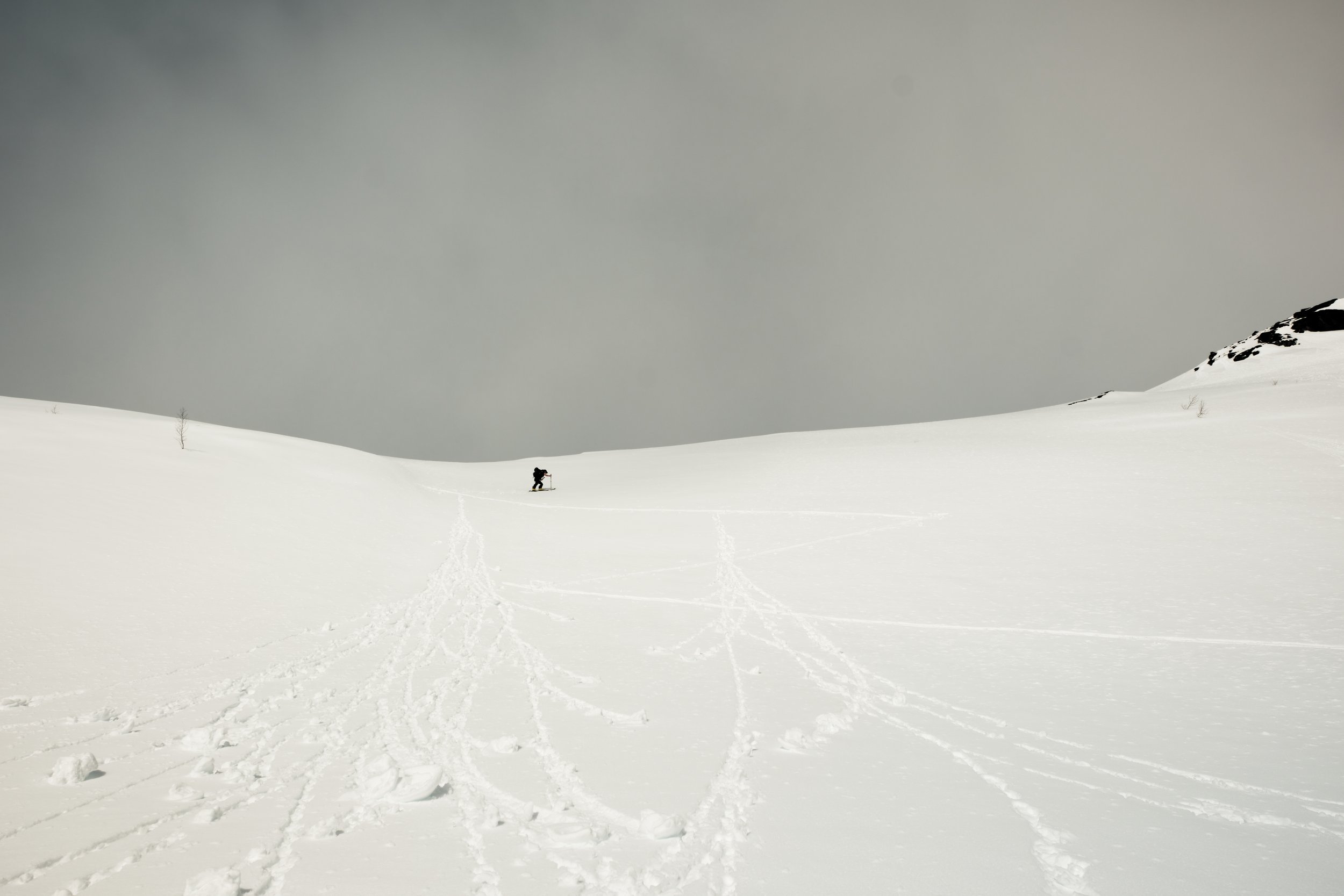 Jenny, opening the track in the most challenging spot of the hole day