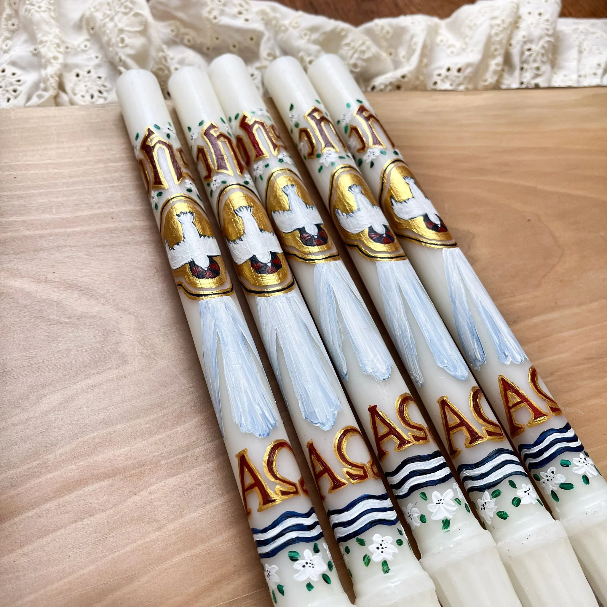 Beautiful baptism candles for godparent Catholic gift