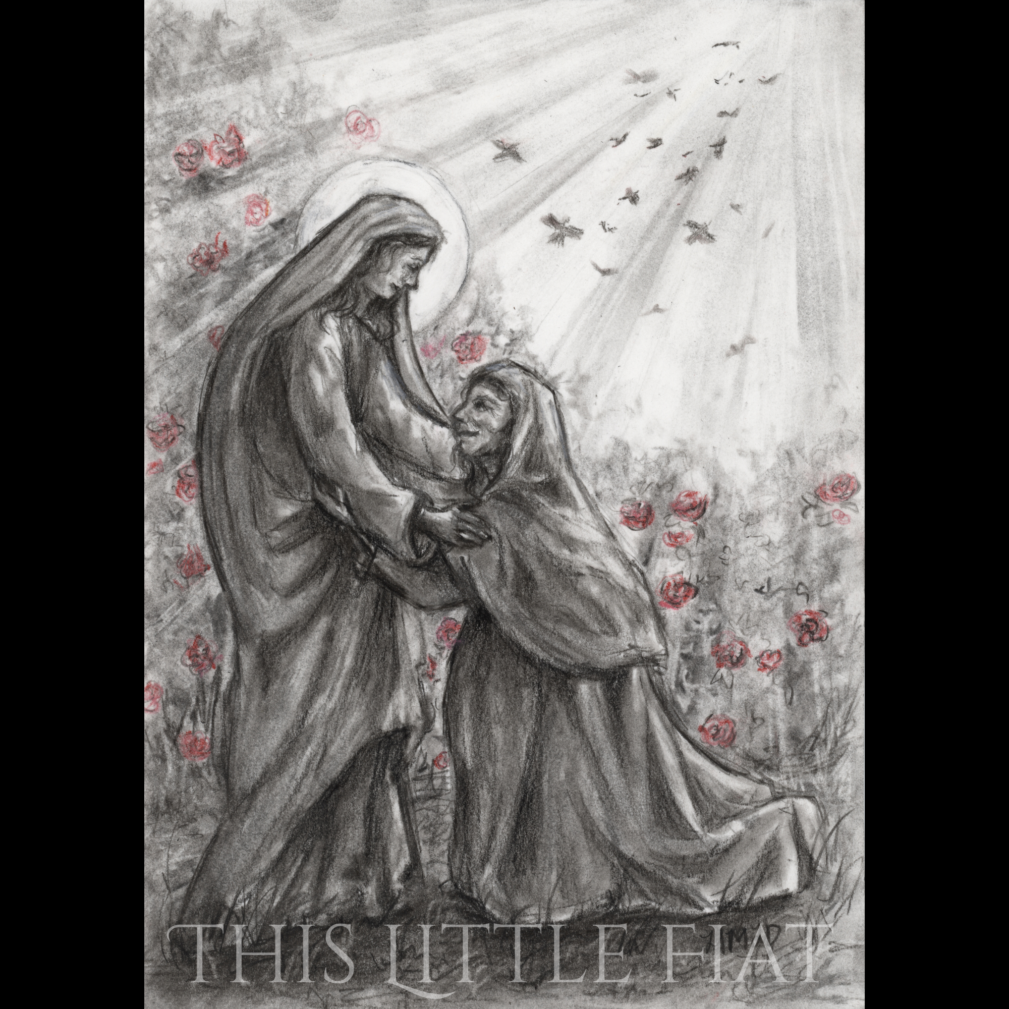 ORIGINAL 5x7" "Visitation" Charcoal Sketch