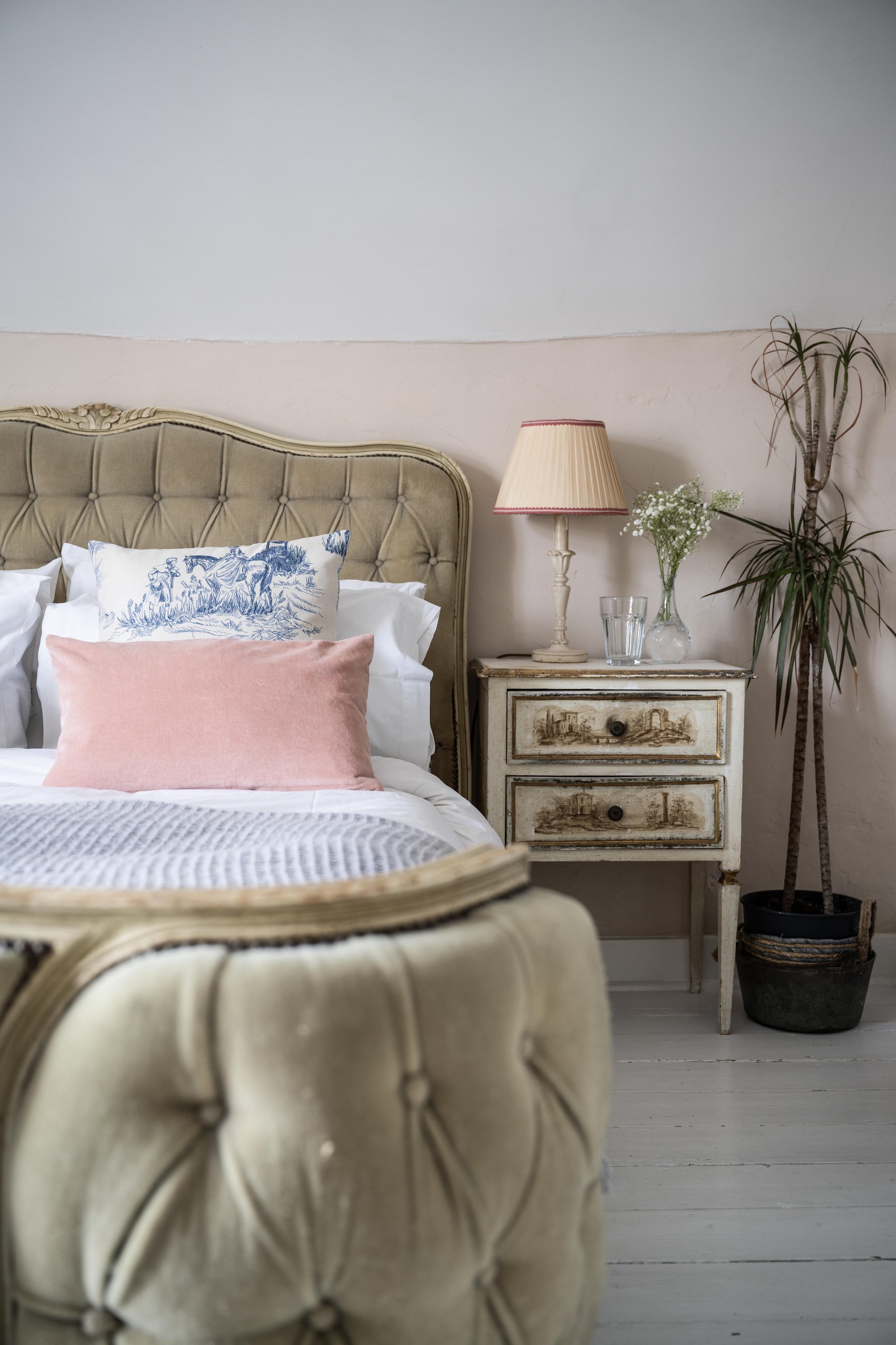 Bedroom 1. A very large double attic  bedroom with a Queen French vintage bed and memory foam mattress.
