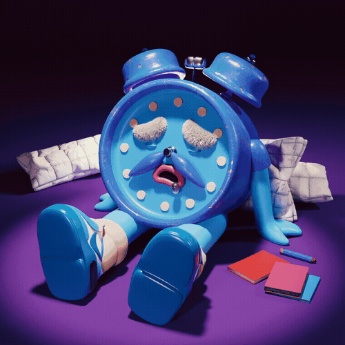 3d render of a stylised sleepy alarm clock