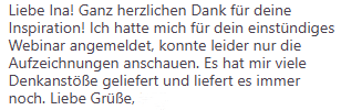 Teilnehmerfeedback THERAPIEPAUSE Inspo-Session