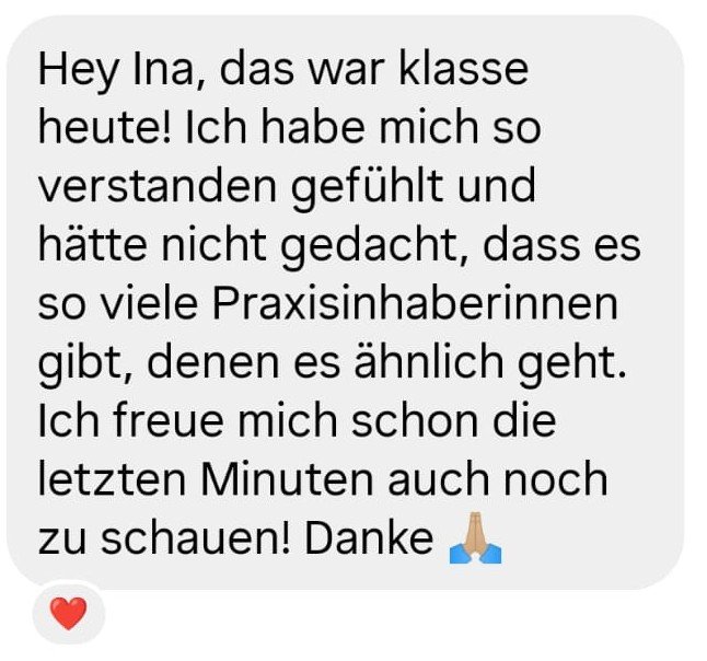 Teilnehmerfeedback THERAPIEPAUSE Inspo-Session