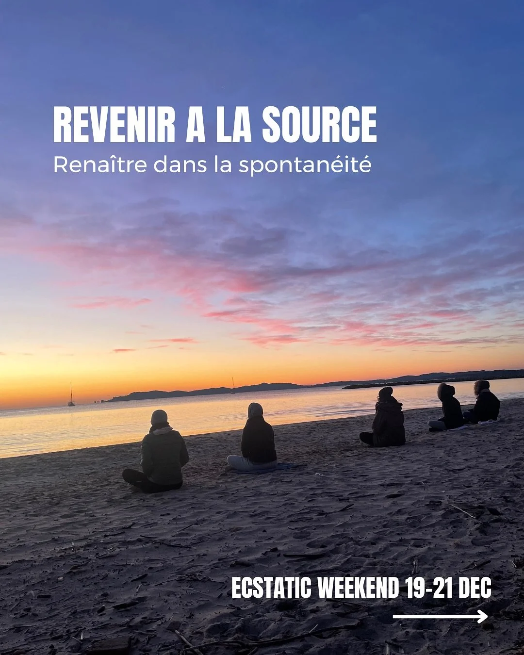 Nouveauté pour cet Ecstatic Weekend : nous irons encore plus loin dans le voyage intérieur 
👉 des casques audio pour des pratiques immersives sur la plage 
👉 les ateliers d’expression seront guidés sous hypnose pour une