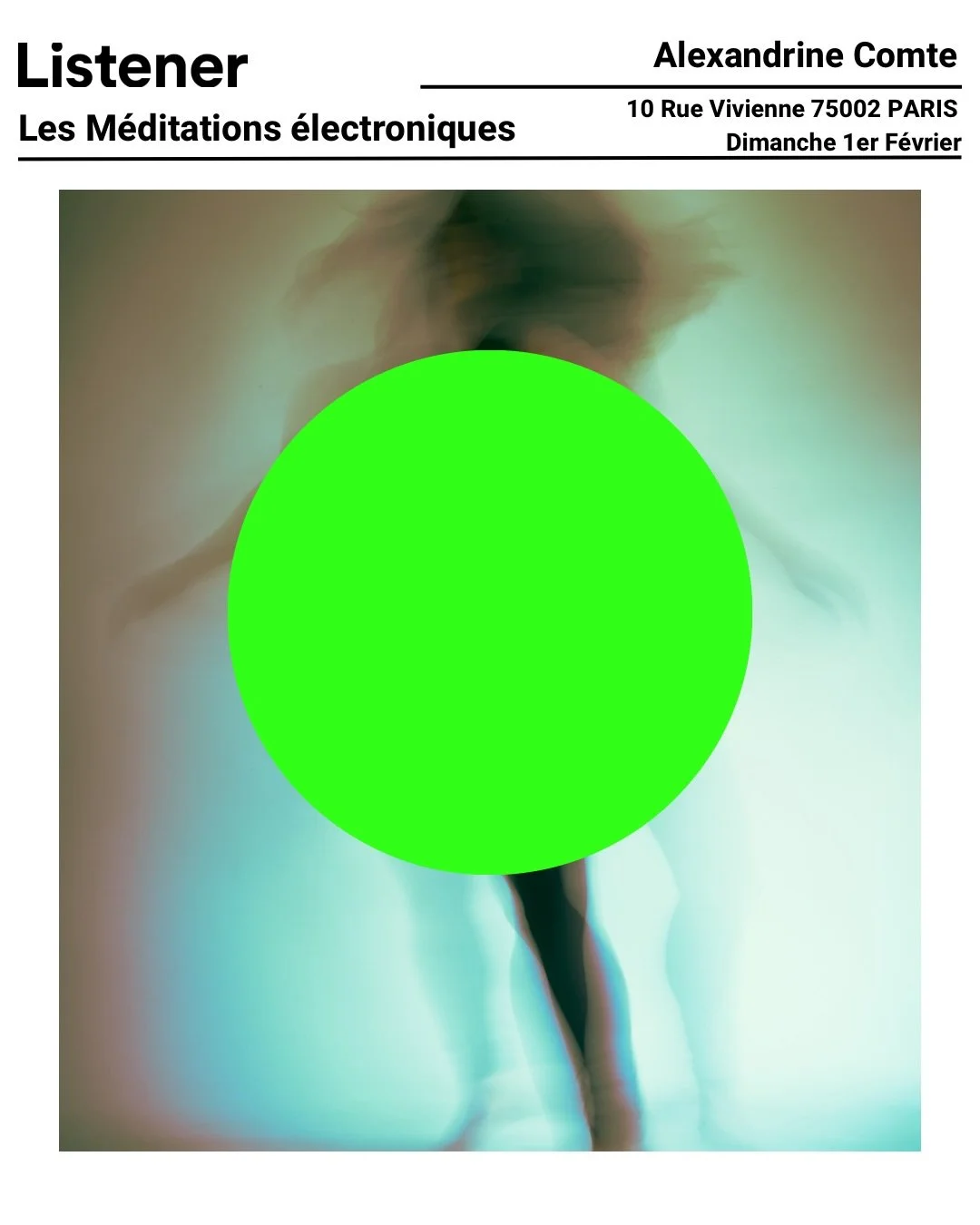 Un dimanche par mois, m&eacute;diter sur de la techno.

Les M&eacute;ditations &Eacute;lectroniques&reg;
en r&eacute;sidence chez @listener_paris 

Une exp&eacute;rience guid&eacute;e d&rsquo;1h
o&ugrave; la musique techno devient un espace d&rsquo;&