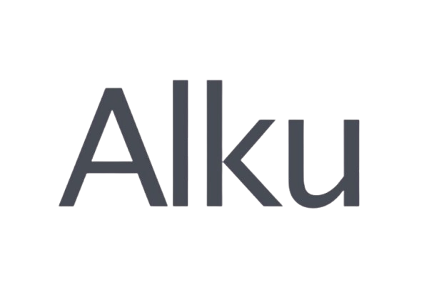 Text that reads 'Alku' in gray font on a black background.