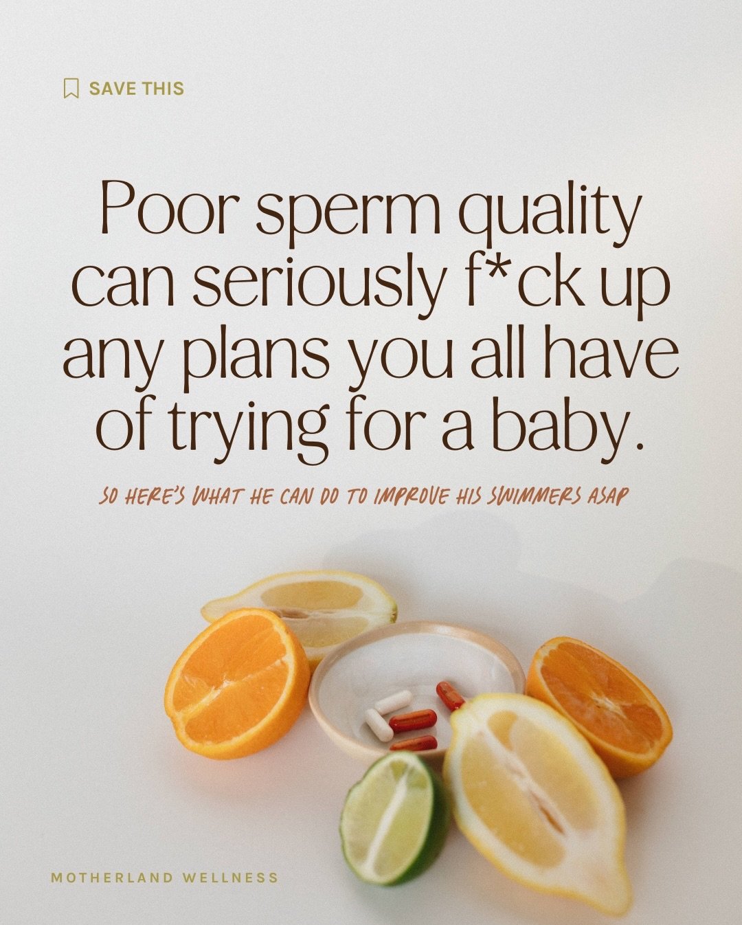 We&rsquo;re talking swimmers and why fertility is not just a &ldquo;her&rdquo; issue. And pretending sperm quality doesn&rsquo;t matter is one of the fastest ways to stall your baby plans.

If you&rsquo;re trying to conceive, his minerals, sleep, str