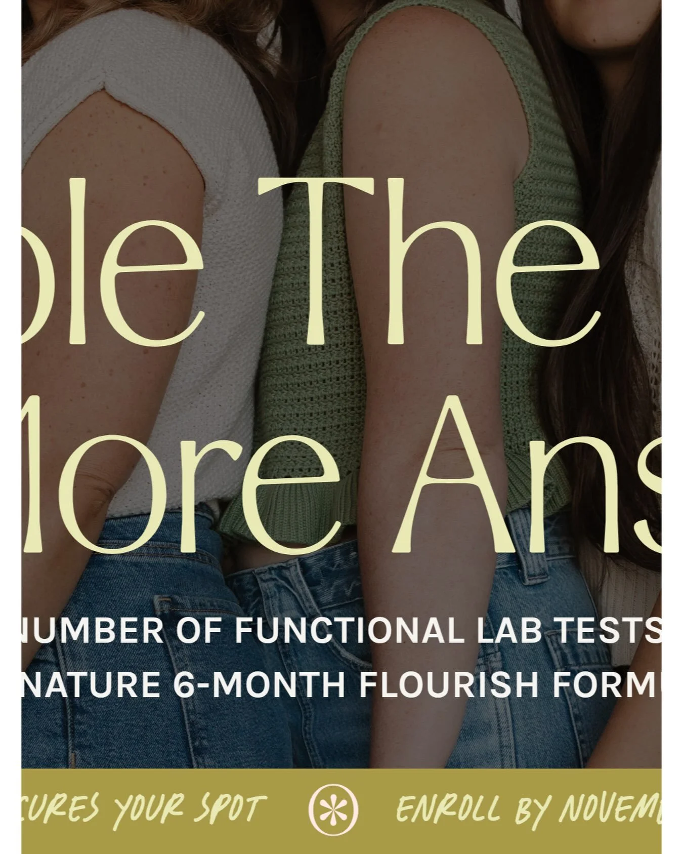 There has NEVER been a better time to enroll in Flourish Formula than THIS MONTH!

Because we&rsquo;re about to DOUBLE THE LABS.

Starting October 26th, we&rsquo;re opening 12 January spots in Flourish Formula, our six-month 1:1 program, and doubling