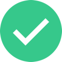 A green circle with a black checkmark inside