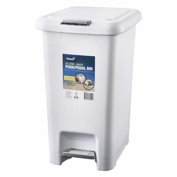 30L White Pedal Bin
