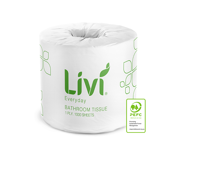 Livi 1Ply 1000 Sheet Carton of 48