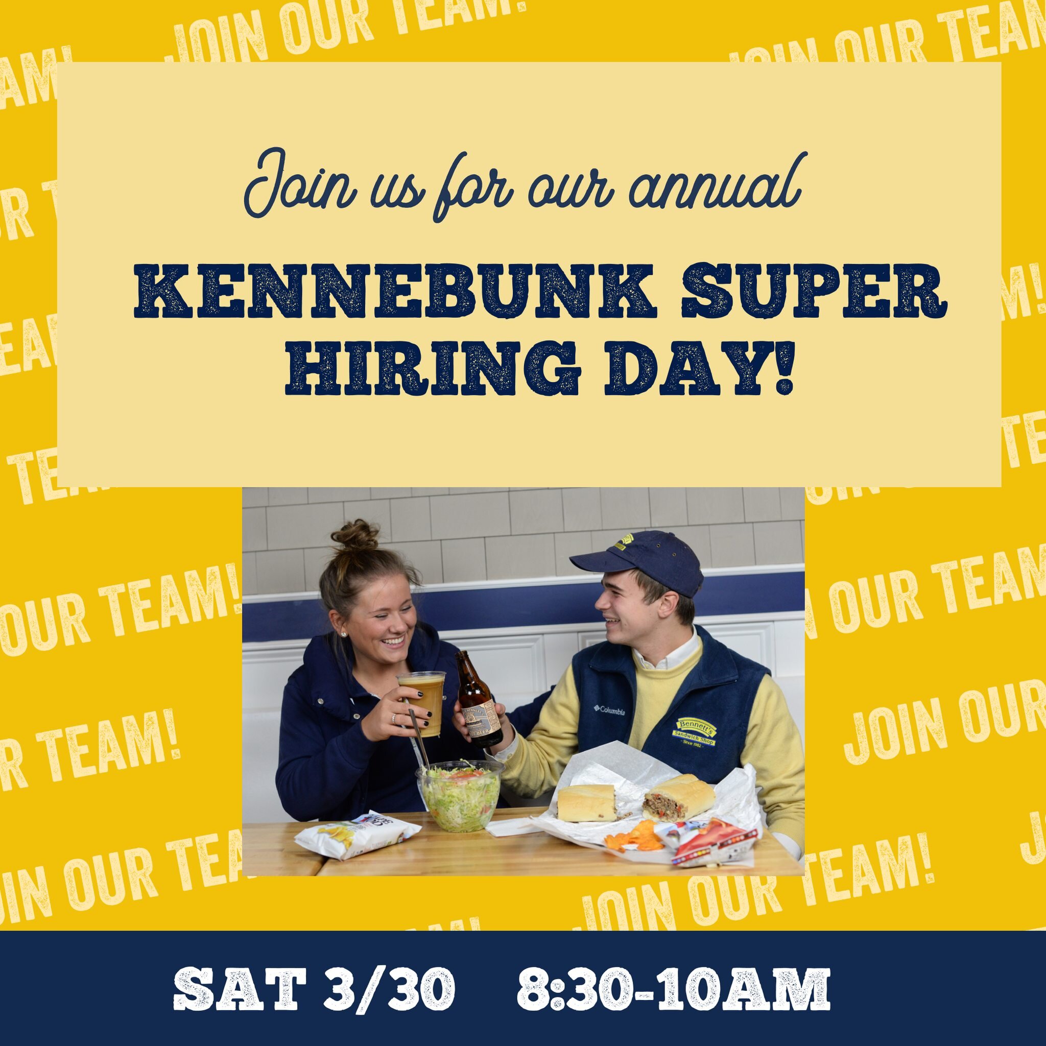 Kennebunk opening is just around the corner and we are looking for the best team for our OG location!

Join us for our Annual Kennebunk Super Hiring Day on Saturday, March 30th from 8:30 - 10:00am at our Kennebunk location.

#nowhiring #kennebunkhiri