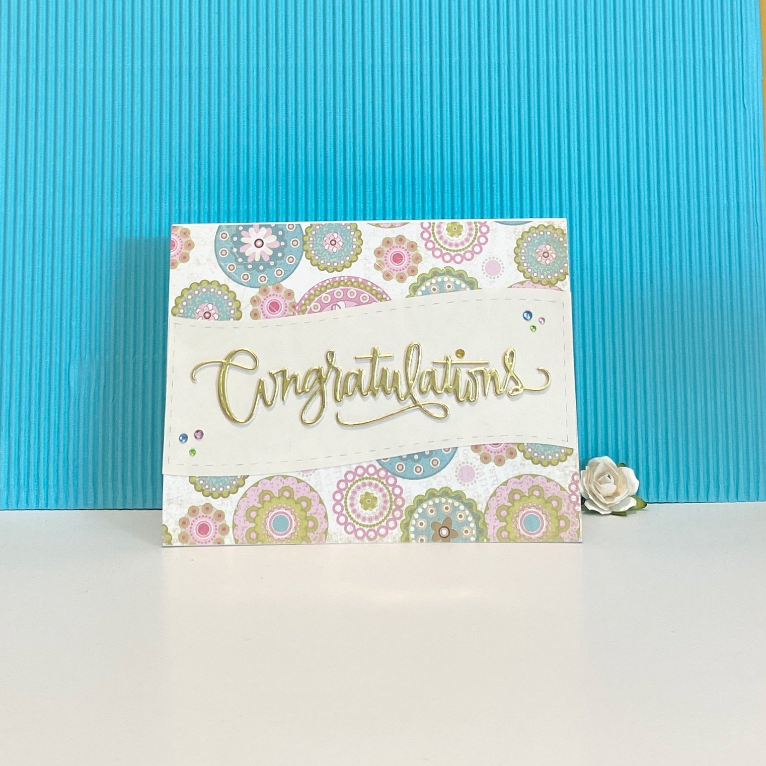 "Congratulations card with floral design"