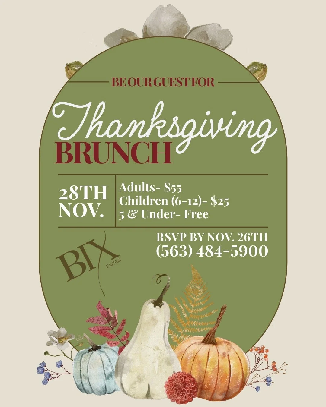 Reservations are filling fast for our Thanksgiving Brunch!⁣
⁣
 Let us take the stress out of your holiday with a feast that has something for everyone. From the carving station and omelette bar to fresh salads and more, all you have to do is arrive a