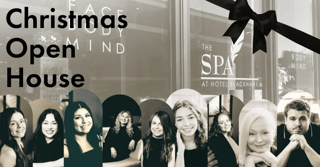 Celebrate the season and Small Business Saturday at the @spa_blackhawk Christmas Open House tomorrow! ⁣
⁣
Tour the spa and enjoy complimentary chair massages, snacks, and a hot cocoa bar. Our esthetician will be offering skin analyses and handing out