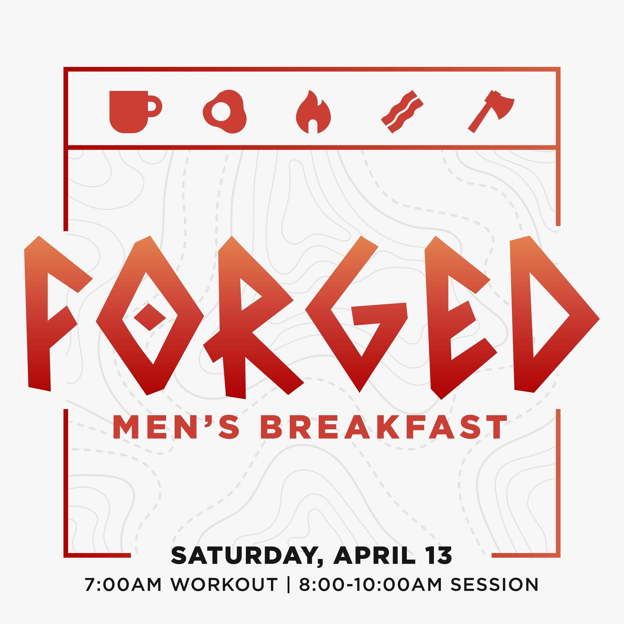 Who's ready for an awesome morning packed with great food, friends, worship and an encouraging message?! Invite a buddy, register today and we will see you mighty men THIS Saturday at Forged!