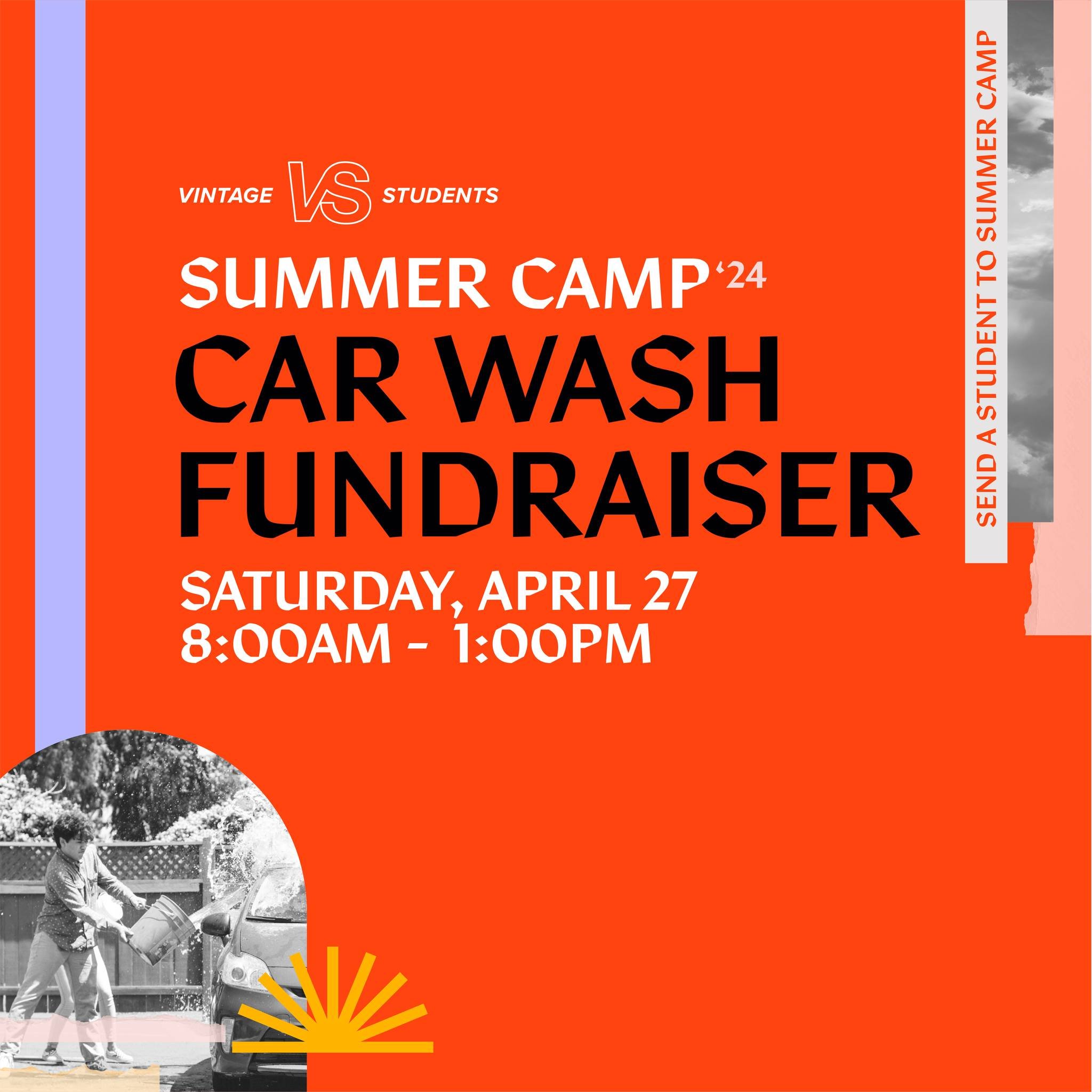 Today is the LAST DAY to get your discounted tickets for Saturday's car wash! Get your vehicle shining and support our students in the process. Go to vintage.church/events and get yours today... Just $10!