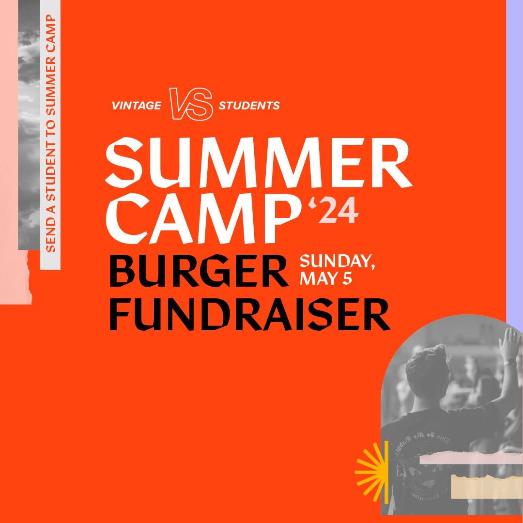 We had to postpone our Vintage Students Burger Fundraiser last week, but IT IS HAPPENING THIS Sunday! Plan on great burgers and more while supporting our students as they continue to raise funds for this year's Summer Camp. It's a win-win for sure! F