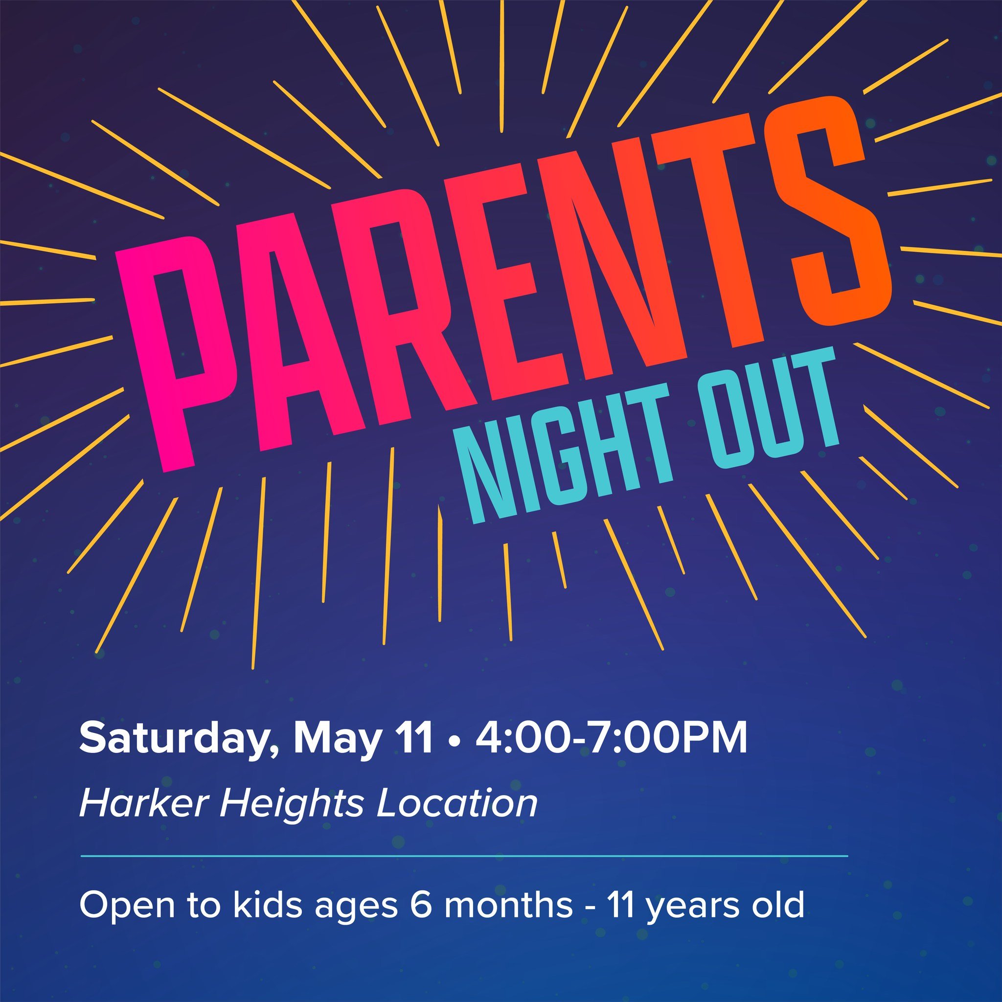 Parents! Our next night out for you is coming up NEXT Saturday. It's the perfect win-win as you get a few hours to have a great date... AND... your kiddos get to have a great time with us! Finalize your plans and register today at vintage.church/even