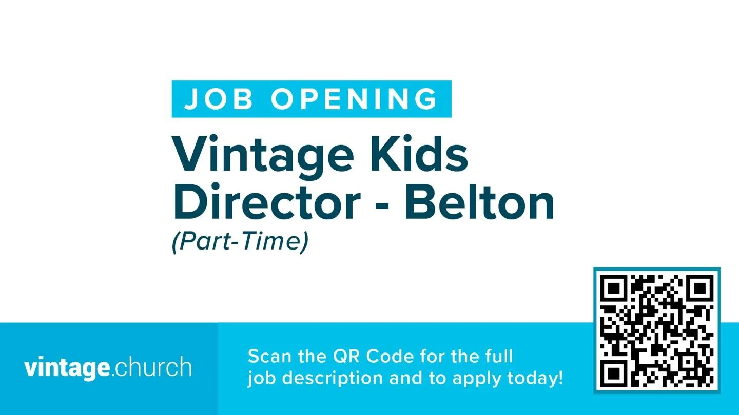 🚀 We&rsquo;re Hiring!
Vintage Church Belton is looking for our next Vintage Kids Director &mdash; a passionate leader who loves building teams, creating amazing Sunday experiences for kids and families, and championing our serve team.

In this role,