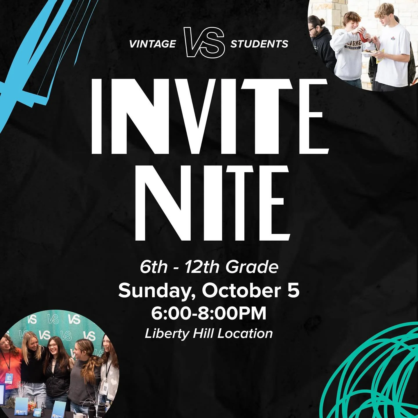‼️ Students! ‼️ Invite Nite is this Sunday night! We can&rsquo;t wait to welcome you and your crew. Invite your friends- this is gonna be a powerful night full of worship, encouraging word and of course games &amp; hang time!