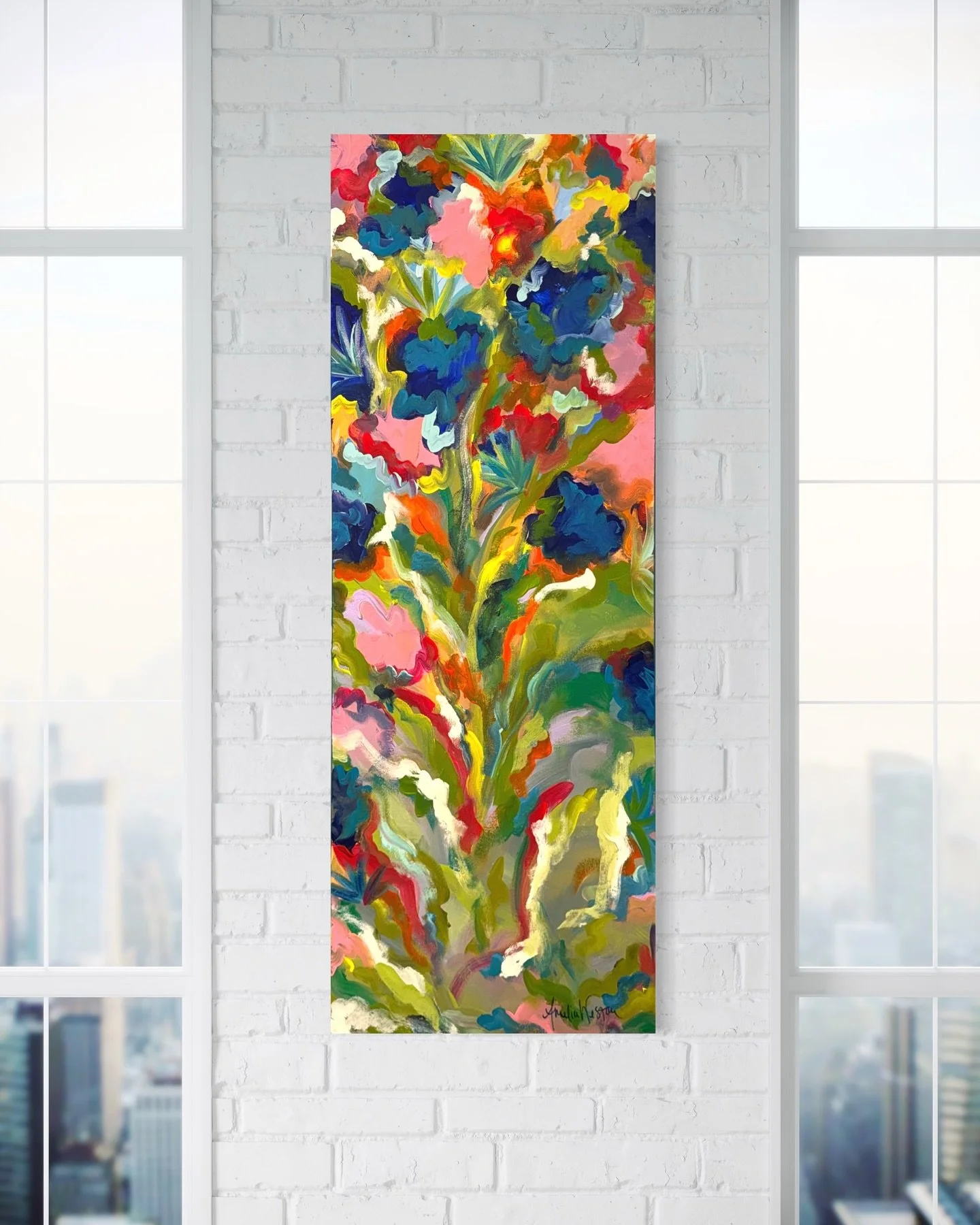 &ldquo;Bloom Where You&rsquo;re Planted!&rdquo; (16&rdquo;x40&rdquo;) 

A burst of color and movement, this piece is all about thriving right where you are. The tall, vertical canvas brings garden-like energy and joy into any space&mdash;a daily remi
