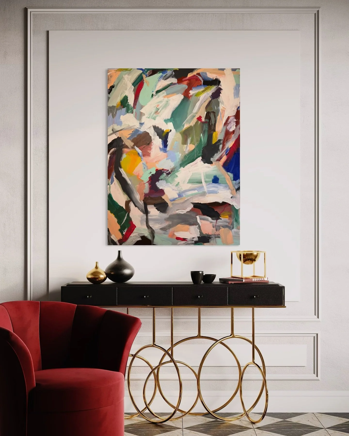 &ldquo;Walking Through the Snow at 9:21 PM&rdquo; (36x48) is one of those pieces where I really felt myself finding my groove in abstract painting. I&rsquo;ve been exploring the idea of taking a picture or memory and breaking it down into pure color 