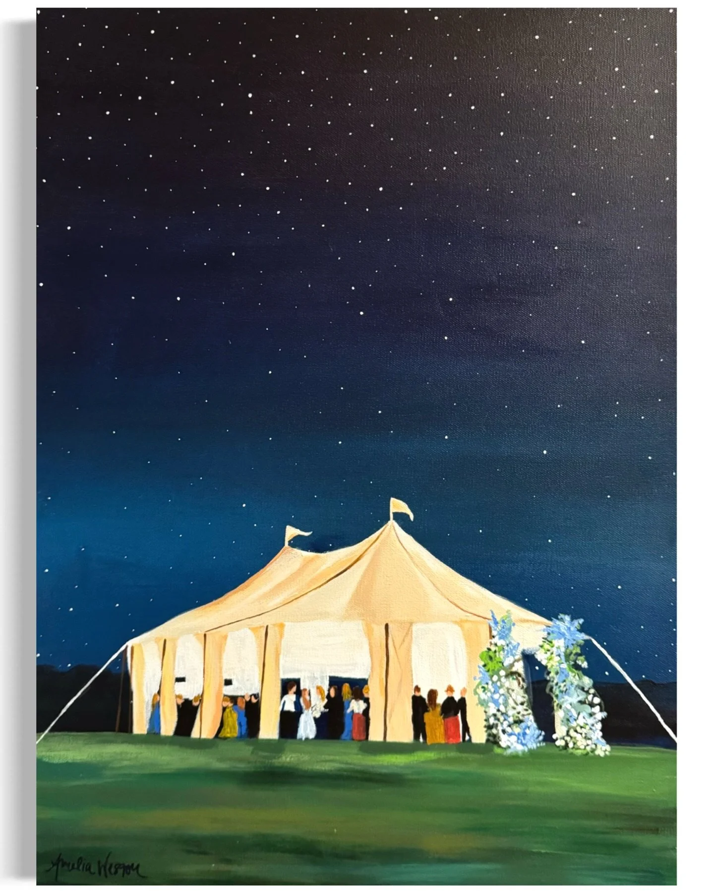 I had the honor of painting a wedding gift from @reaganleroy to @laurenloveless recently, &amp; I just loved it! What a fun scene from a gorgeous wedding! Wedding season is among us! 💍🌸💐 

#charlestonwedding #charlestonartist #wedding #weddingpain