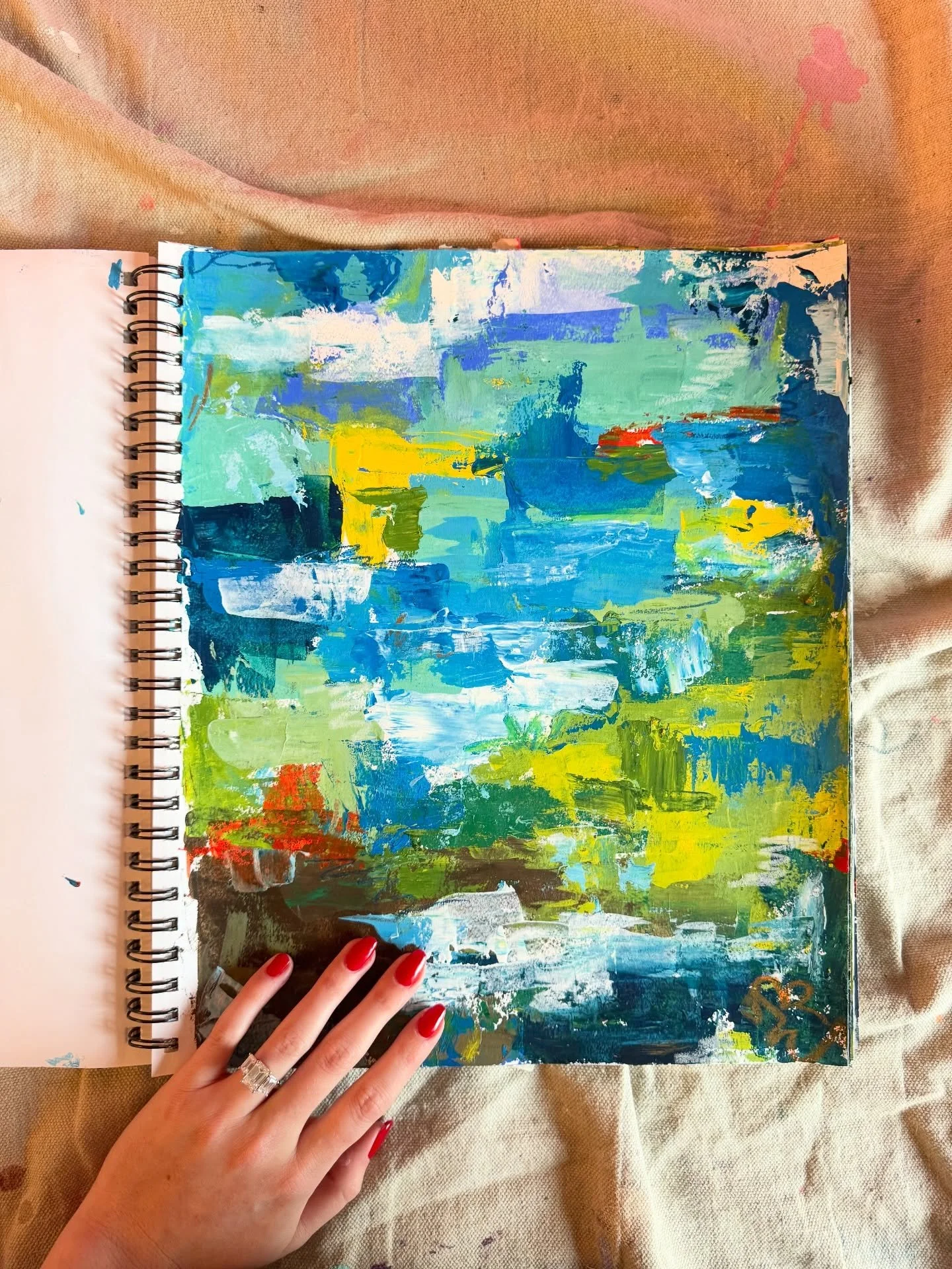 Looking back at some fun abstract studies from a workshop I did with @marissavoglstudio last year! These two are inspired by one of my favorite places ever, my family&rsquo;s Murrells Inlet home @kingskrest - who knew this place would be a painting m