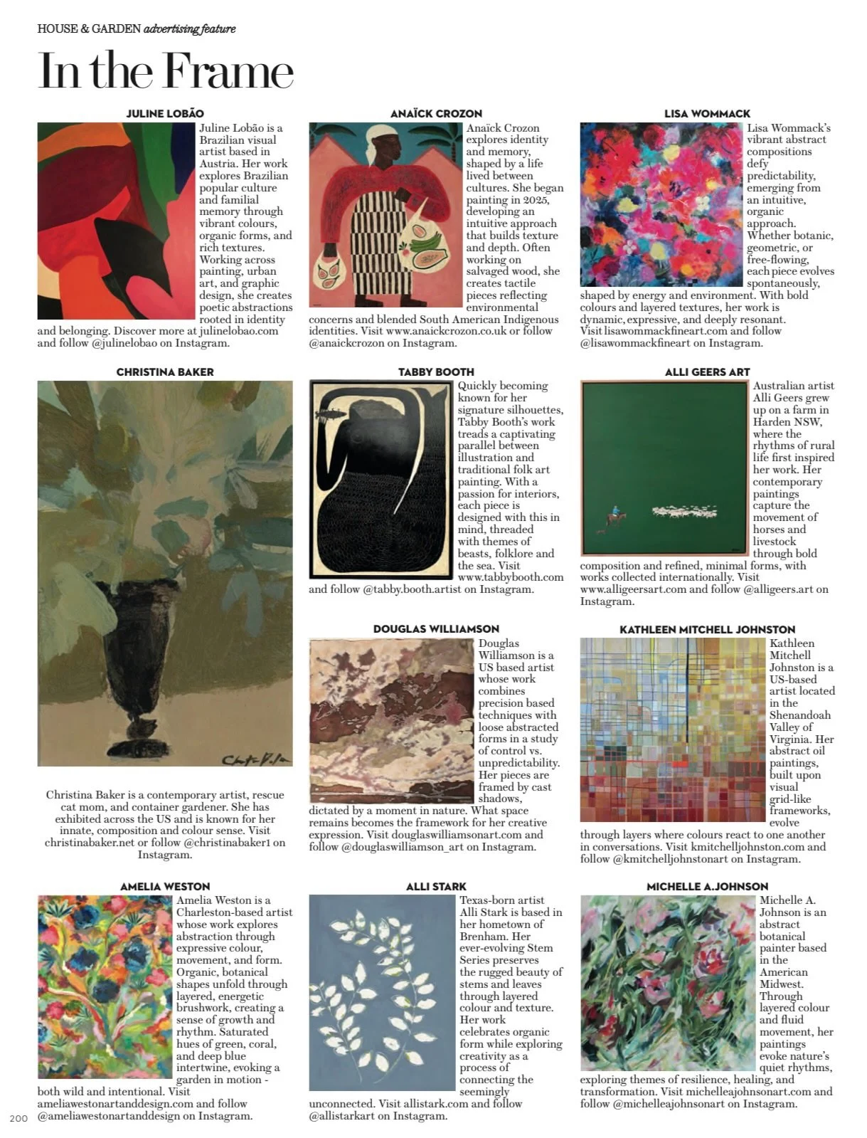 Honored to be featured in The Garden Issue of House &amp; Garden magazine for June 2026 among so many incredible artists.

The piece they featured was inspired by the feeling of getting lost in a tangled garden&hellip;wild vines, layered color, overg