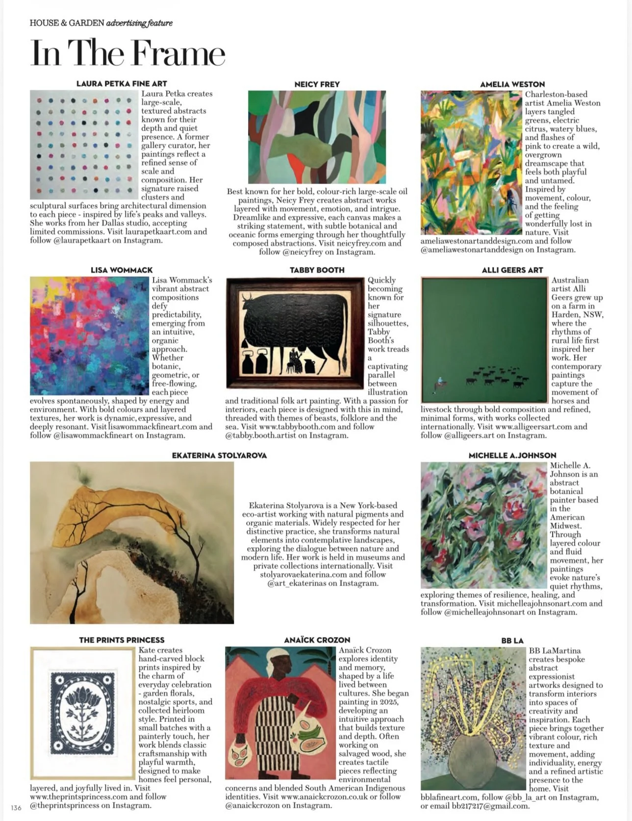 In The Frame again with @houseandgardenuk for their July issue! &ldquo;In the Thick of It&rdquo; - one of my favorite abstracts I&rsquo;ve done - is featured here. Go grab a magazine and check it out! 🖼️

#art #artist #interiordesign #houseandgarden