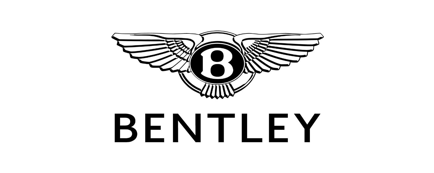 Black and white logo featuring an eagle with spread wings behind a shield that has a large letter 'B' in the center, associated with Bentley Motors.