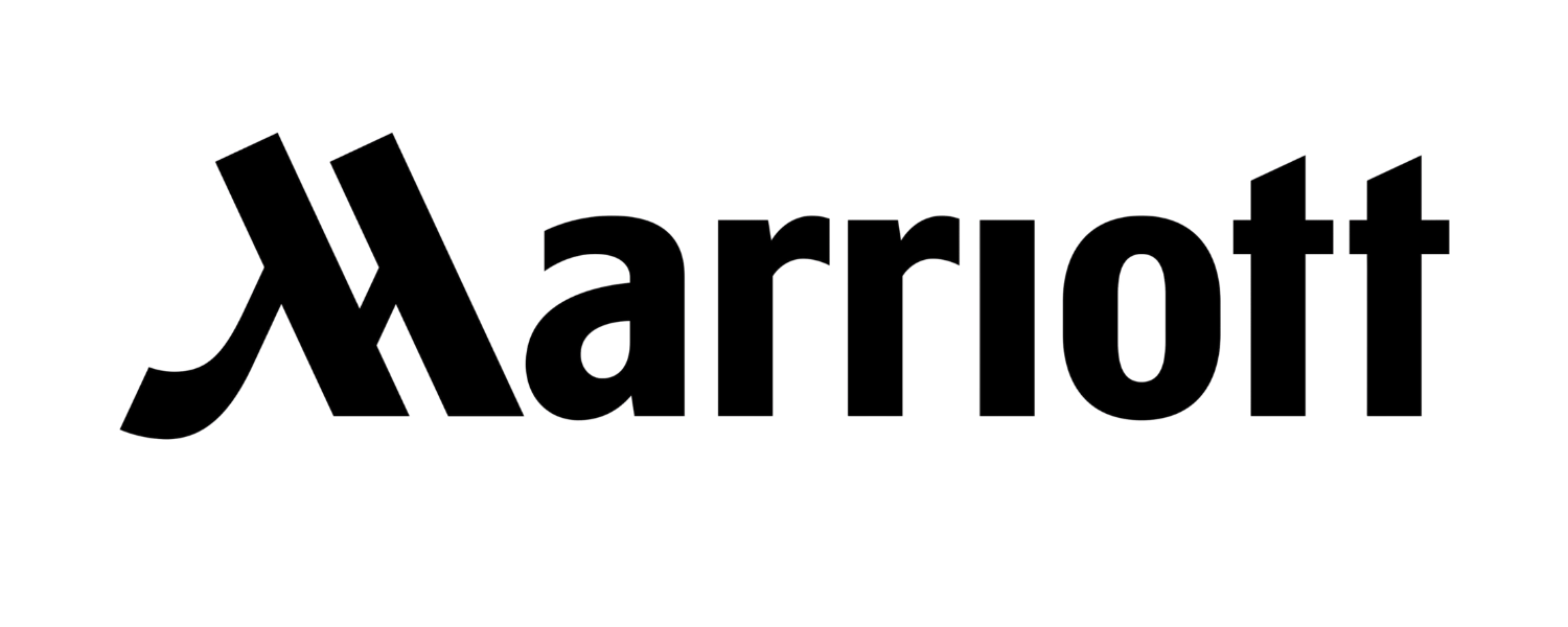 Marriott logo with stylized 'M' and the word 'Marriott' in bold black font