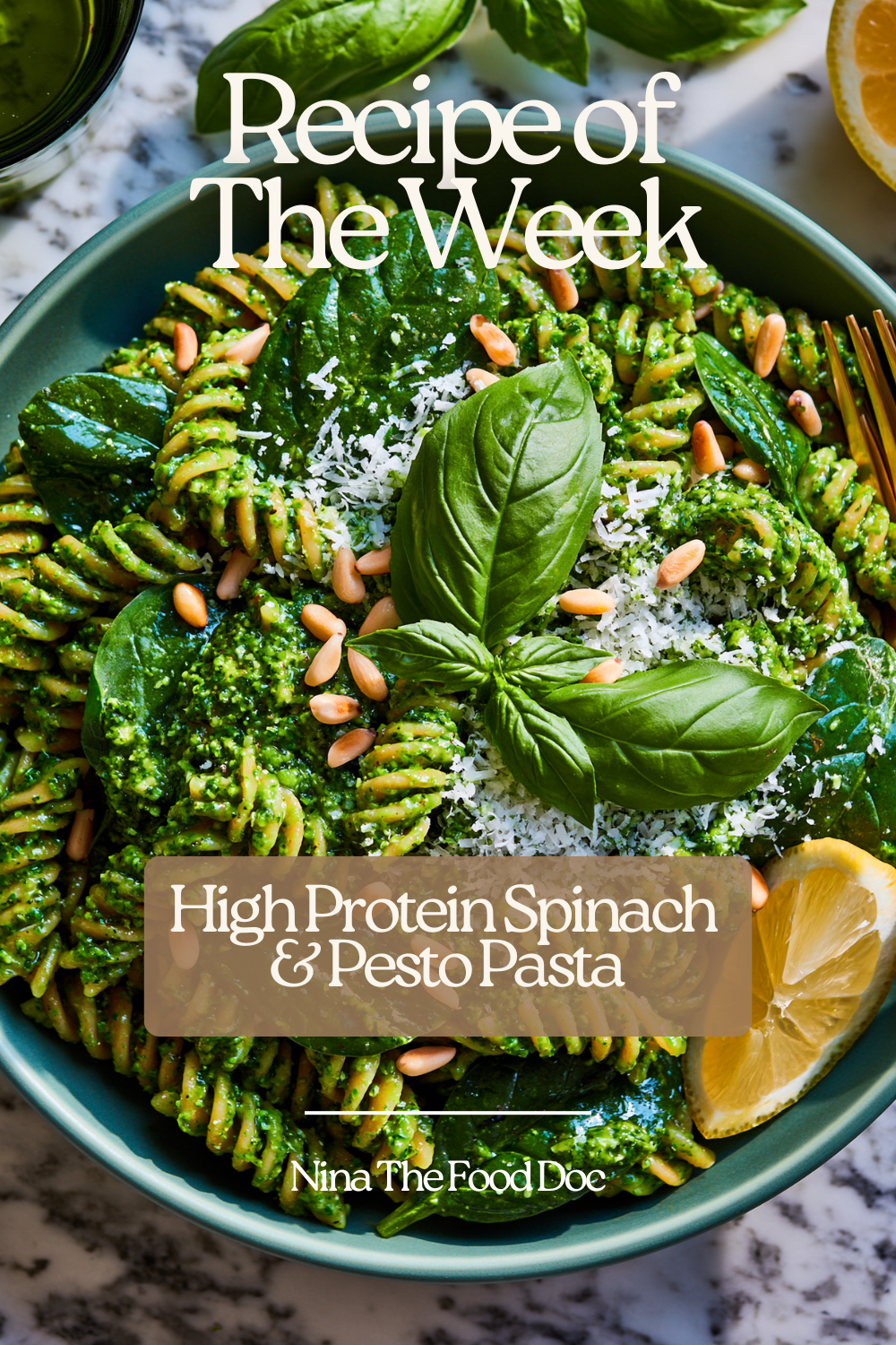 High Protein Spinach &amp; Pesto Pasta 