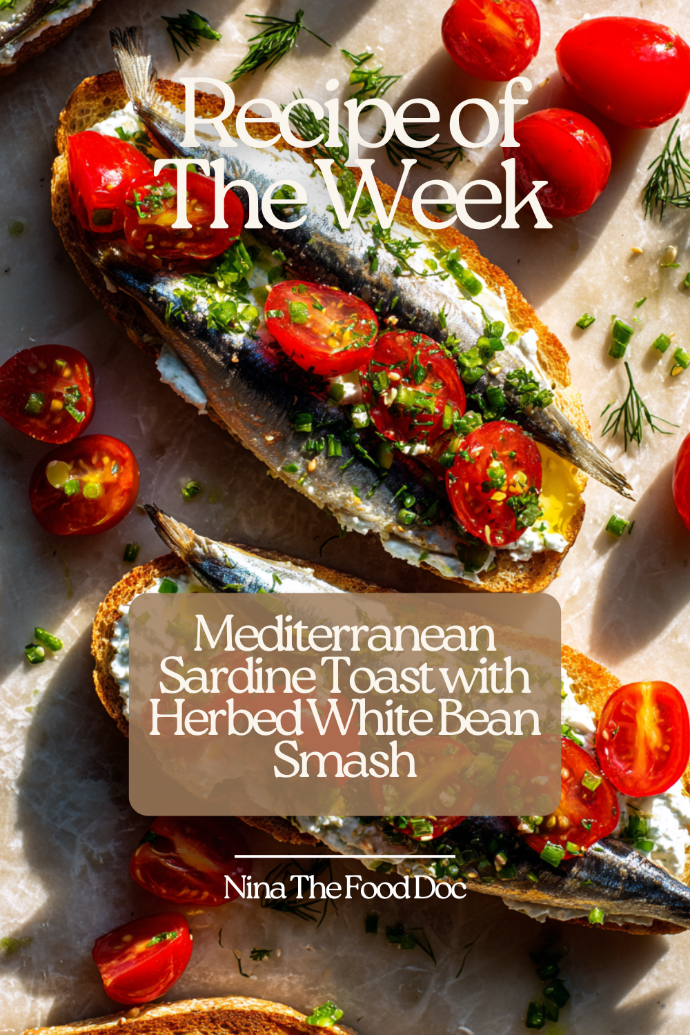 Mediterranean Sardine Toast with Herbed White Bean Smash