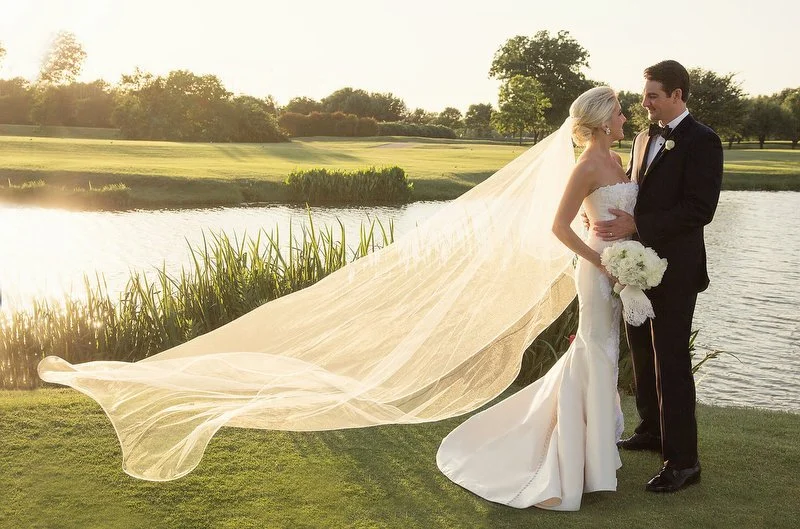 A bride and groom portrait taken at Bent Tree Country Club in Dallas.