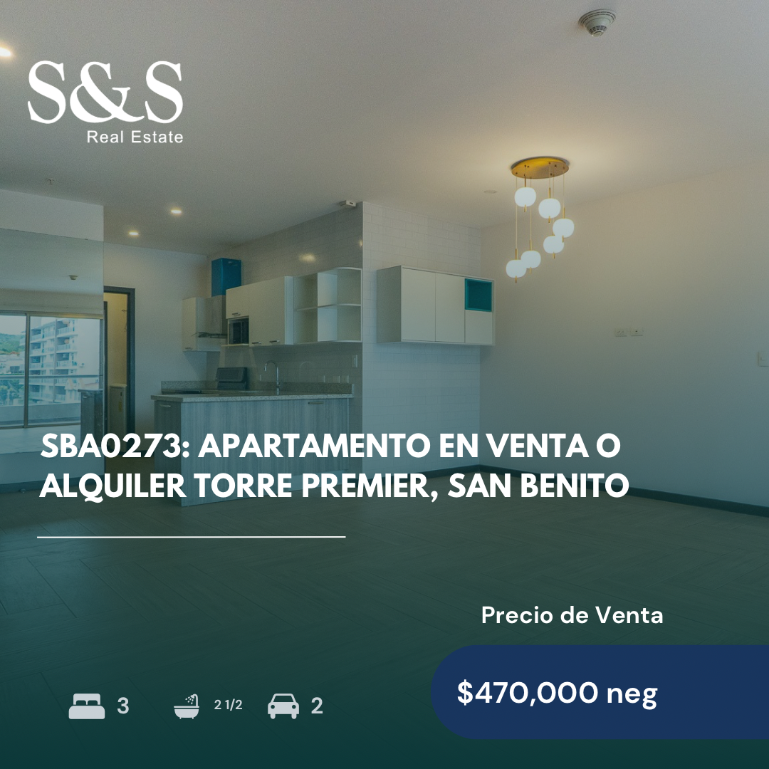 SBA0273 - Apartamento en Venta o Alquiler en Torre Premier, San Benito