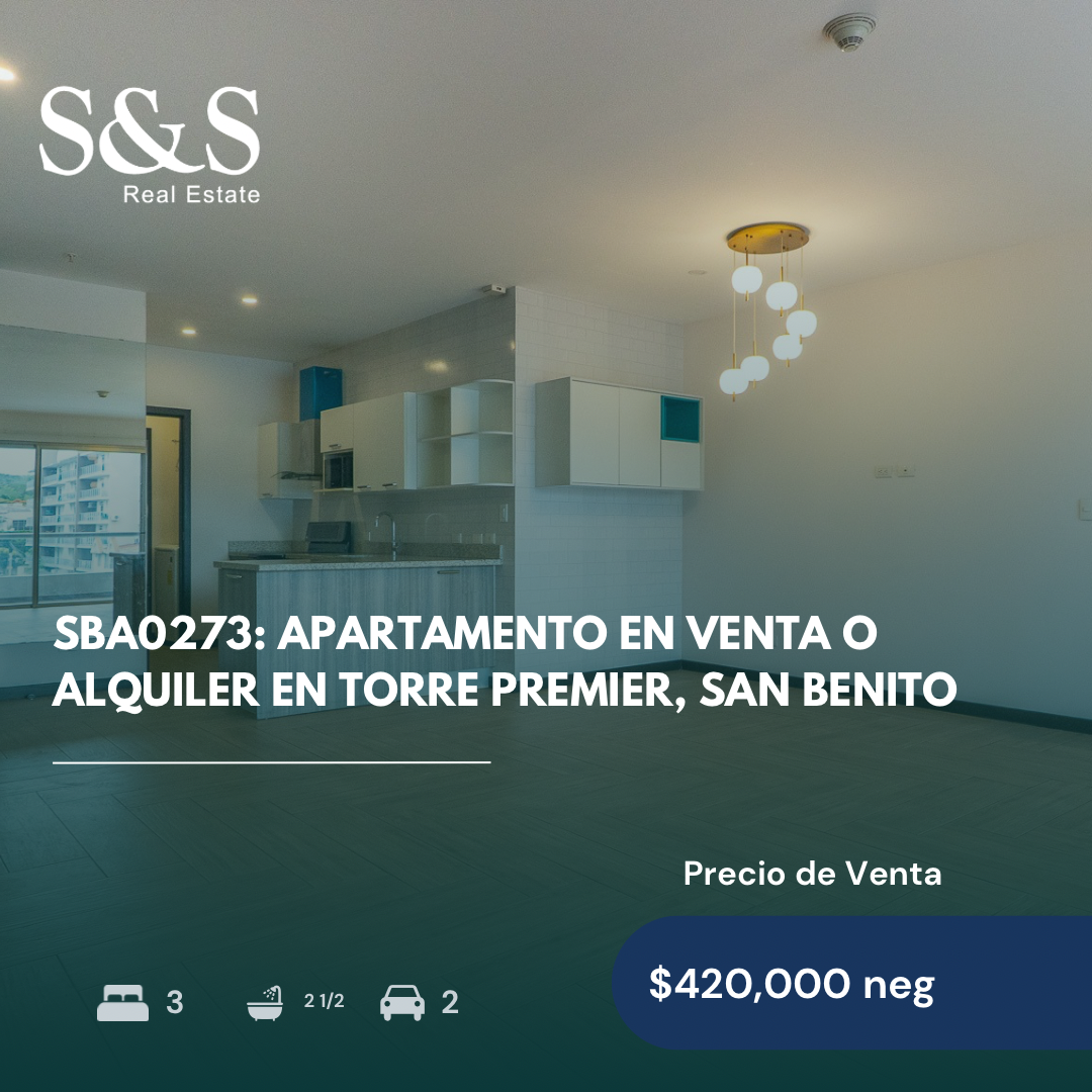SBA0273 - Apartamento en Venta o Alquiler en Torre Premier, San Benito