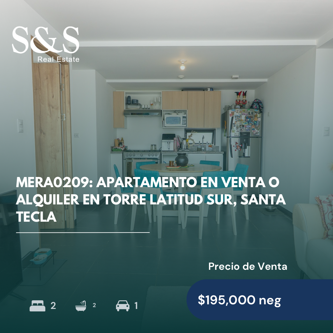MERA0209 - Apartamento en Venta o Alquiler en Torre Latitud Sur, Santa Tecla