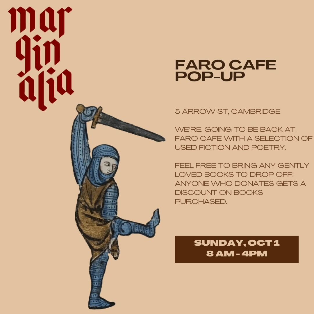 we're taking donations and selling books at faro cafe this sunday ⚔️