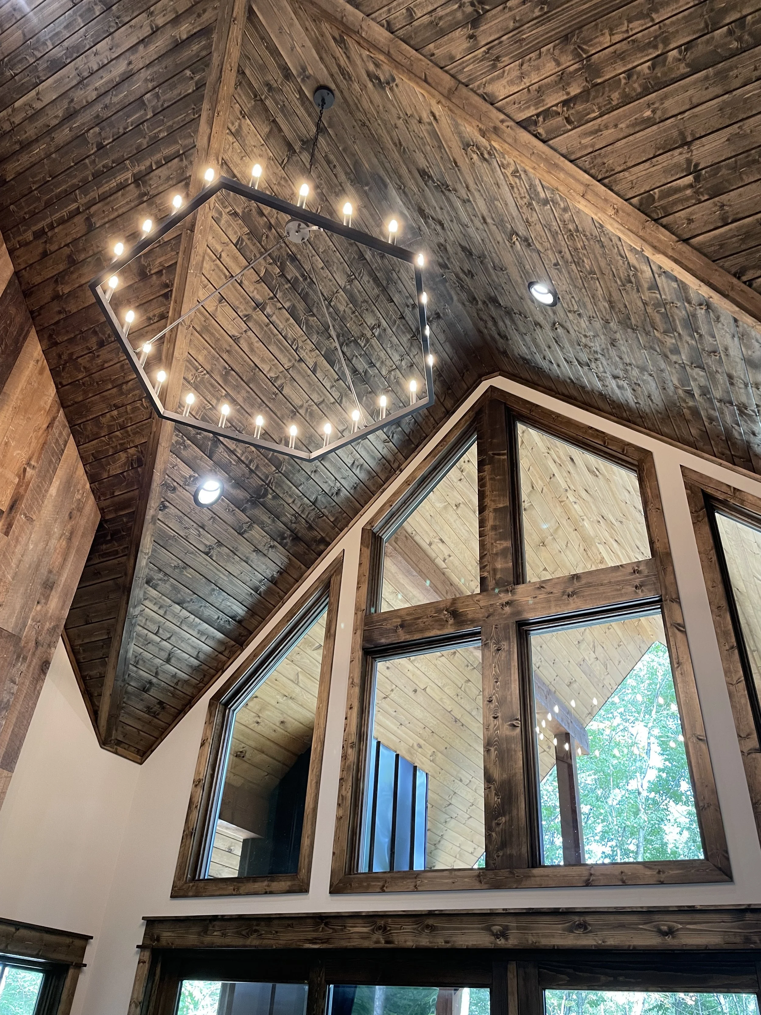 Vaulted Chandelier and Recessed Lights